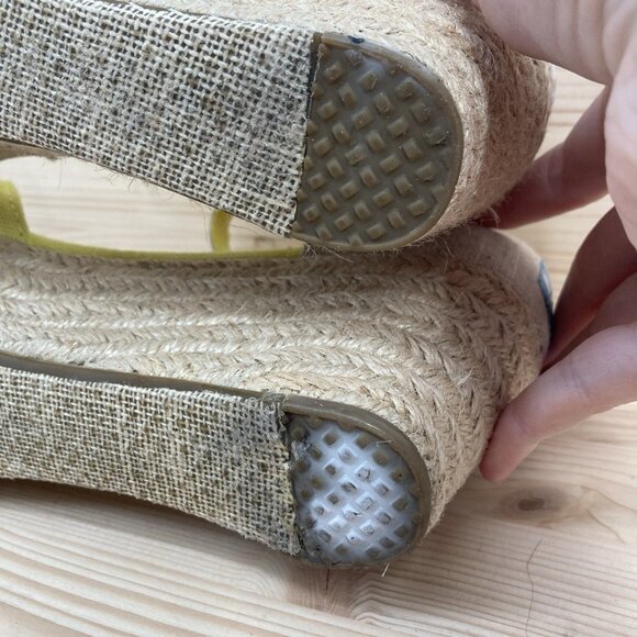 Toms Womens Wedge Sandals Sz 8.5 Yellow Espadrilles Open Toe Platform Vacation - Picture 11 of 12